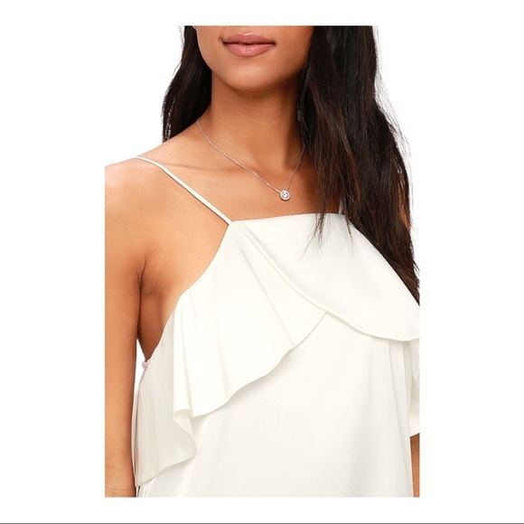 NWT Lulu’s Spice Twirl White Satin Spaghetti Strap Mini Dress Women’s Size Small - Picture 5 of 6